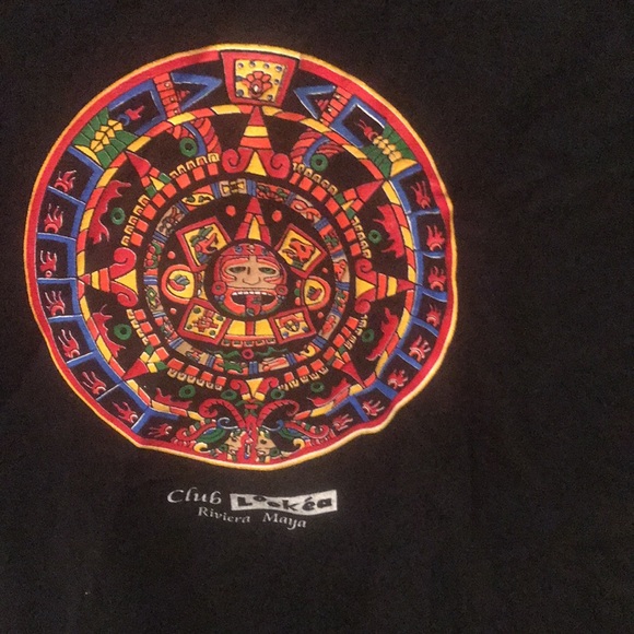 Stunning Mayan Riviera Calendar Native Art Print 100% Heavy Cotton SZ XL - Picture 2 of 5